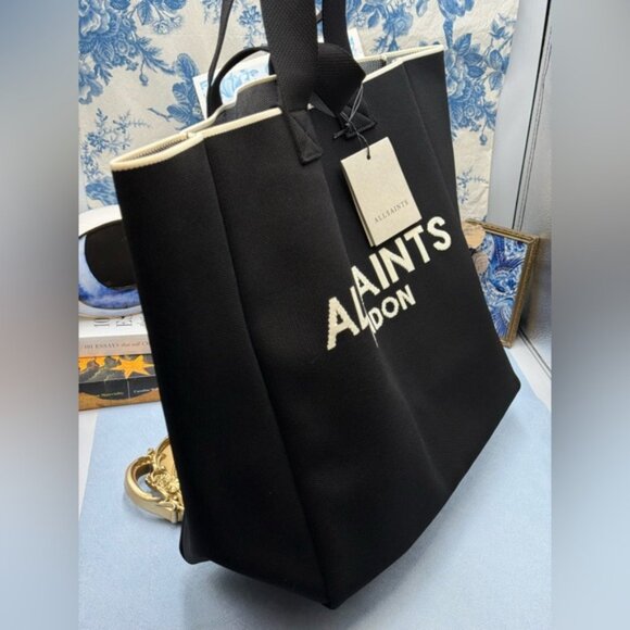 🆕 ALL SAINTS 🧿 NWT Large Izzy East-West Tote, Black/White - Picture 4 of 11
